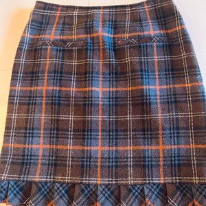 CAbi plaid pencil skirt with pleated hem